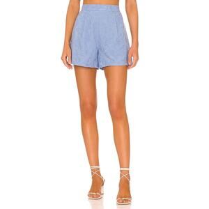 Minkpink 'Geneva' Blue Linen Paisley Shorts Size S